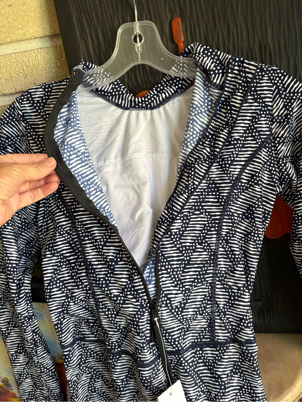 NWT Long Sleeve One-Piece Swim Suit in Blue/White - Women Swim Padded - Picture 5 of 11